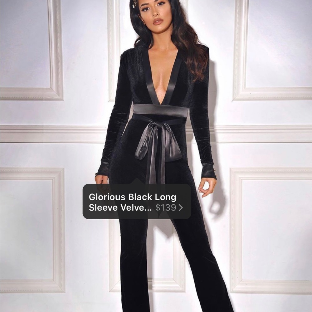 Long sleeve velvet jumpsuit